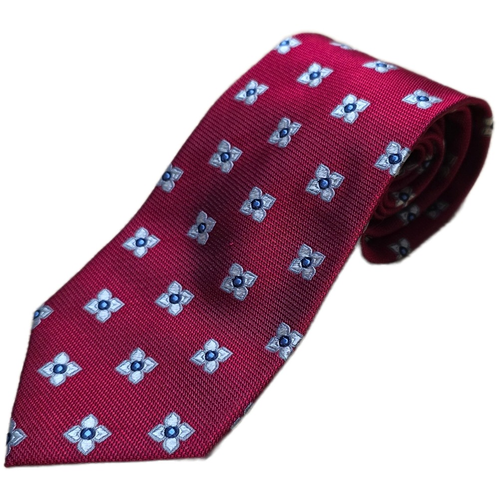 Jos. A. Bank Executive Collection Silk Tie Men's Burgundy Floral Pattern